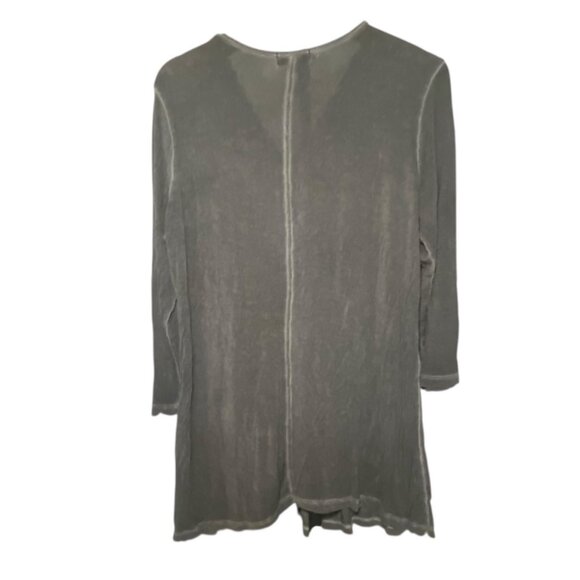 Gray Petite Tunic Top Embroidered Lace V-Neck 3/4 Sleeves Boho Witchy Whimsygoth - Picture 3 of 8